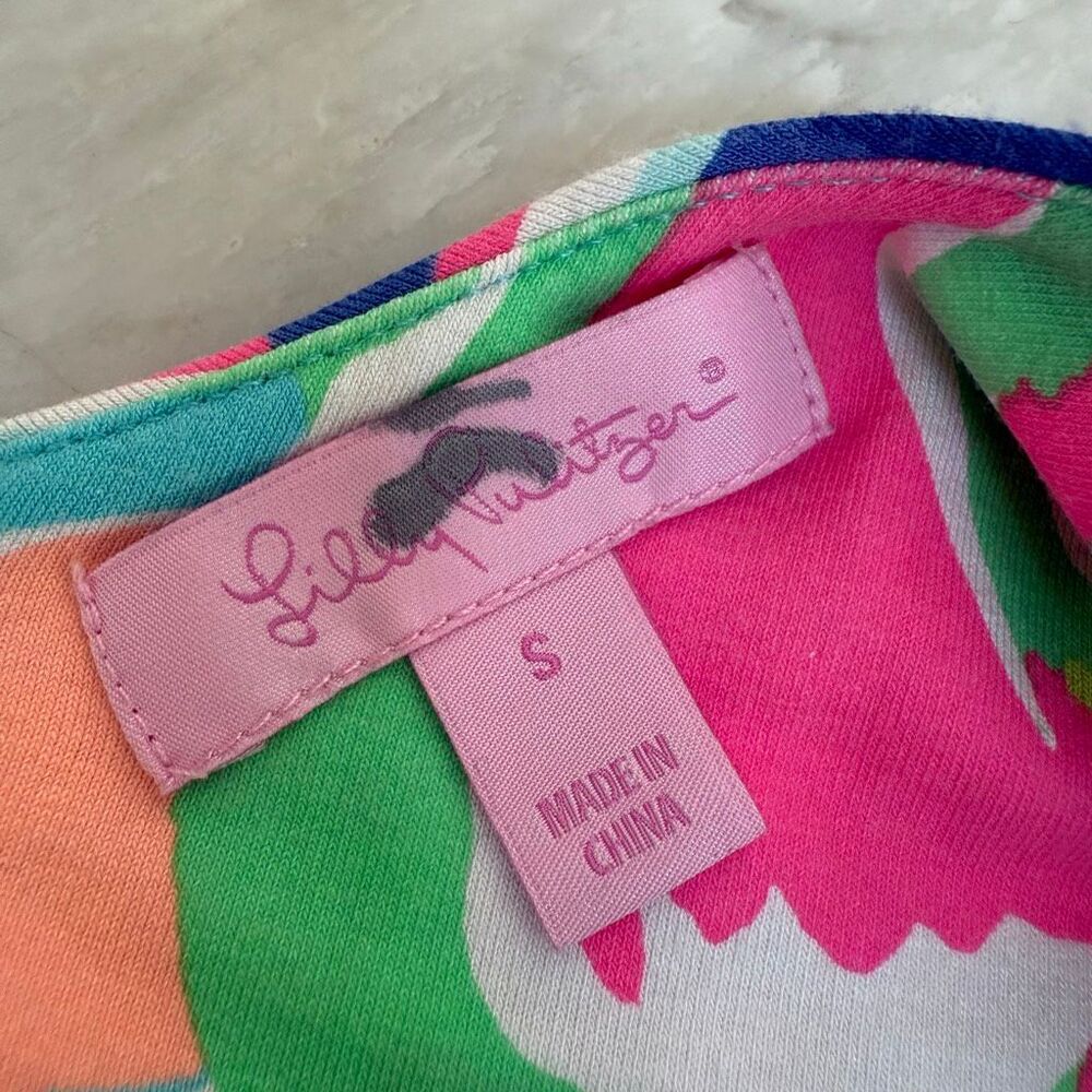 Lilly Pulitzer Sloane midi dress colorful floral leaf handkerchief hemline sz S - Picture 5 of 9